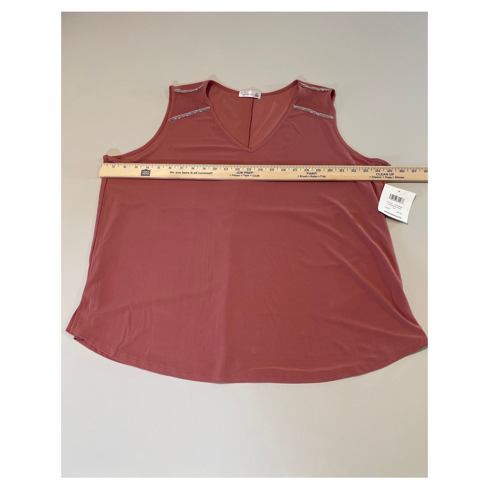 89th & Madison Sleeveless Rose Top Size 2x Rhinestone Shoulder New With Tag — image 5 of 8